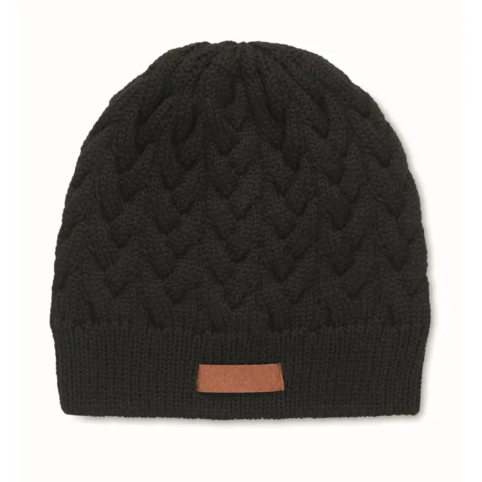 KATMAI RPET Zopfmuster-Beanie in Schwarz - Nachhaltig und Chic