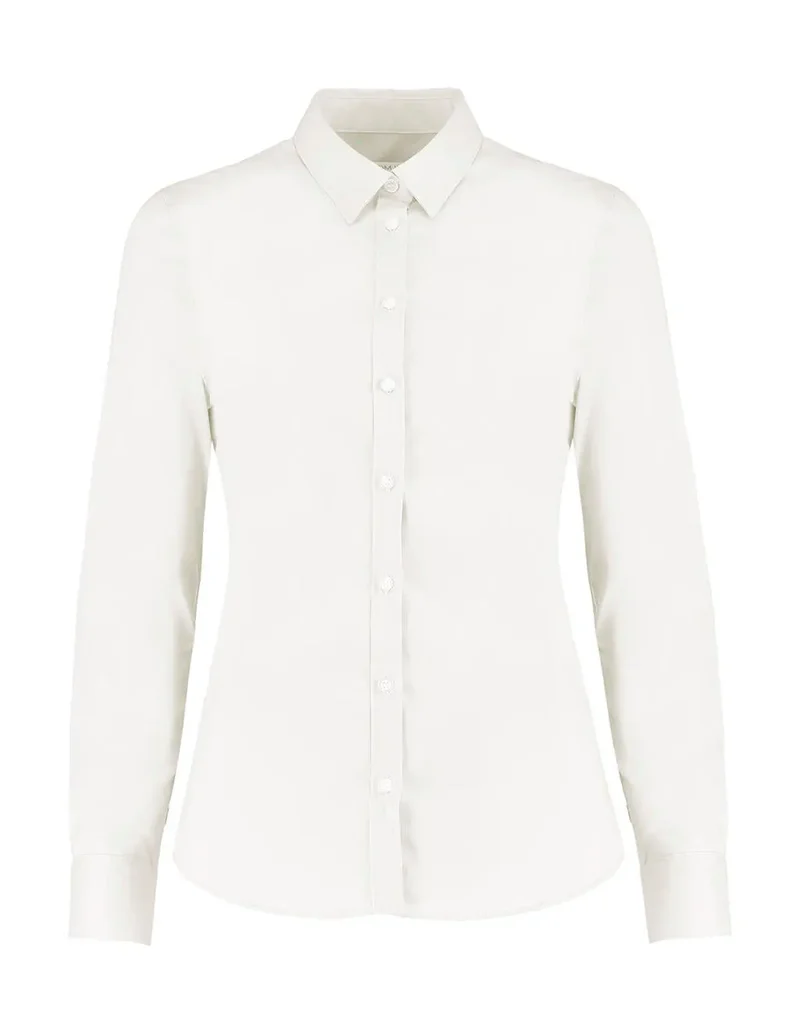 Damen Elegantes Stretch Oxford Hemd mit langen Ärmeln im Tailored Fit