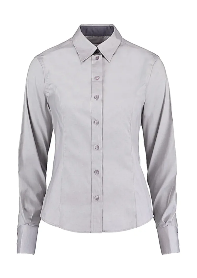 Premium Tailliertes Damen-Oxford-Hemd mit Kontrastdetails