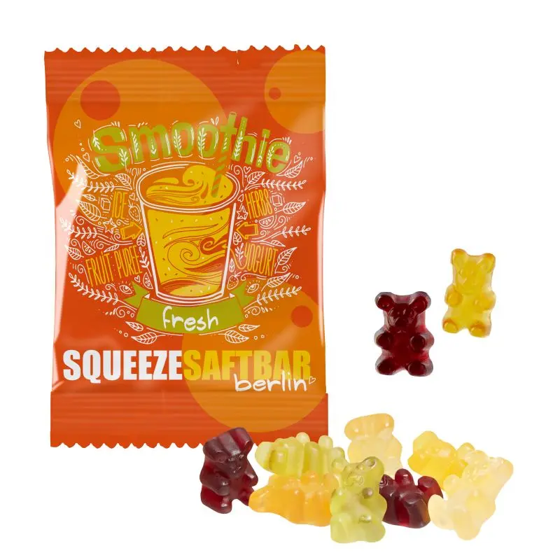 Saftige Fruchtsaft-Bärchen in personalisierter Verpackung