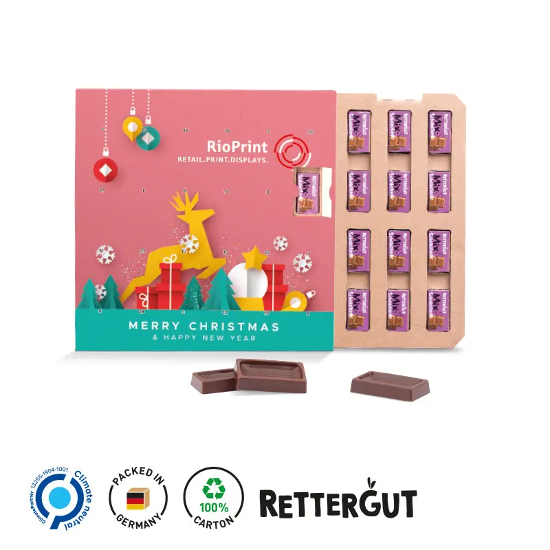 Öko-Täfelchen Adventskalender mit Papierblister - Umweltbewusst genießen