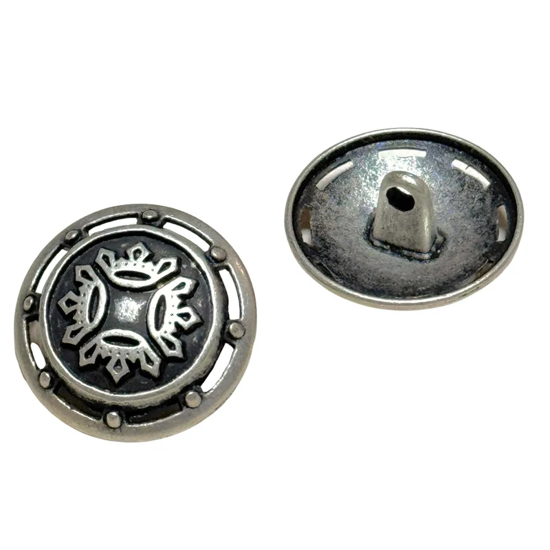 Trachtenknopf Kronenmuster Altsilber – Metallknopf Set 9 Stück TK-SO-9