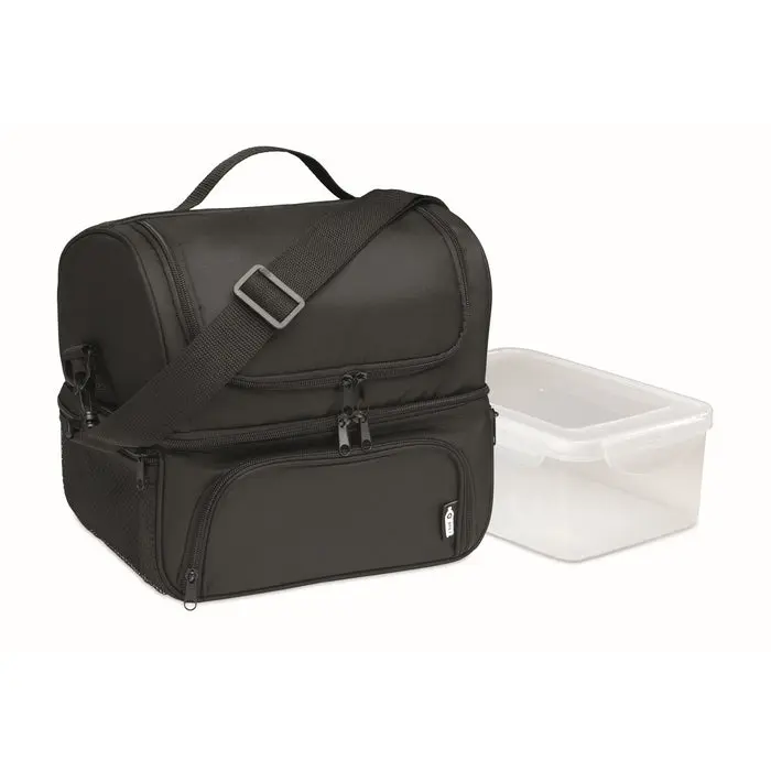 Lunch-Kühltasche Iceberg aus 600D RPET in Schwarz