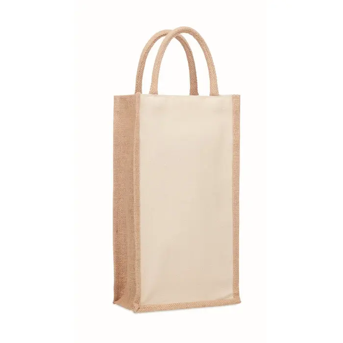 Beige CAMPO DI VINO DUO Jut Flaschen-Geschenktasche