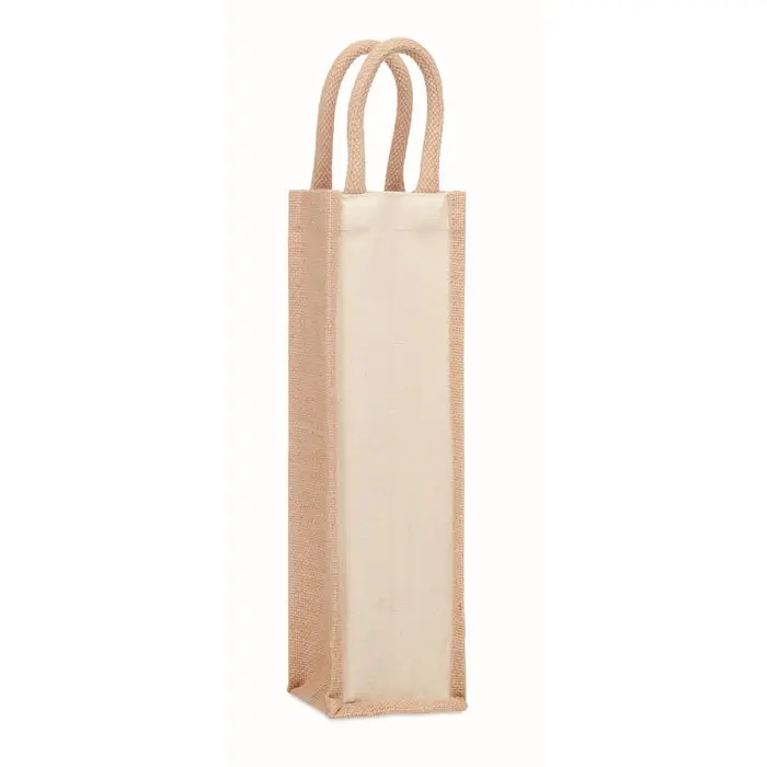 Beige CAMPO DI VINO Jute Flaschen-Geschenktasche