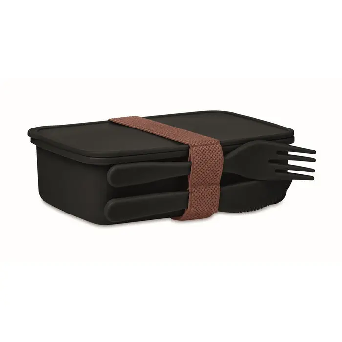 SUNDAY Lunchbox with Utensils in Black - Sleek, Functional, Complete Meal Kit