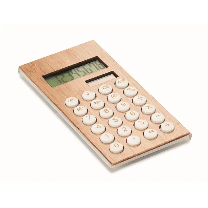 Dual-Rechner CALCUBAM aus Holz - 8-stellig, Kompakt & Umweltfreundlich