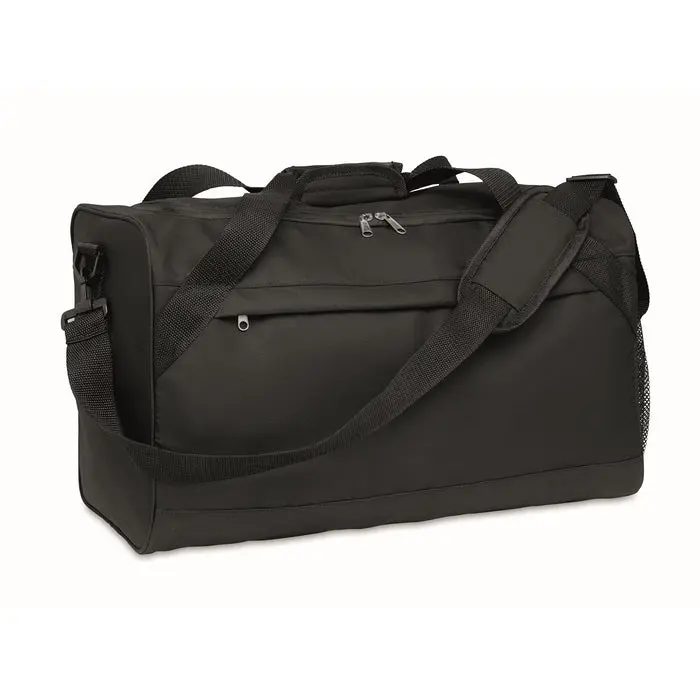 Sporttasche 600D RPET TERRA + - schwarz, nachhaltig und robust, ideal für Fitness und Reisen