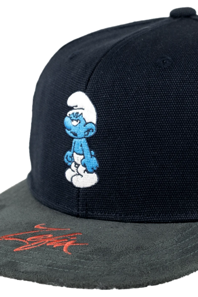 Unisex Snapback Cap 'Muffi Zefix' mit Schlumpfmotiv-Stickerei