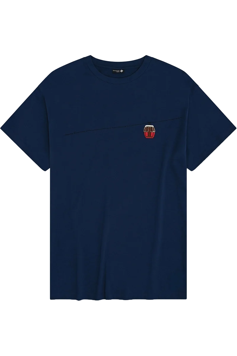 Herren T-Shirt mit Gondel-Stickerei und Druck