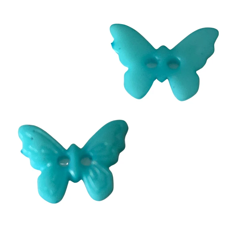 Kinderknopf Schmetterling Türkis 15 mm – Kunststoffknopf KK-62-türkis