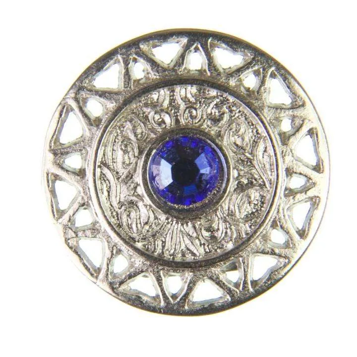 Trachten Metallknopf Silber mit Swarovski® Kristallen veredelt – ST-12-S Sapphire