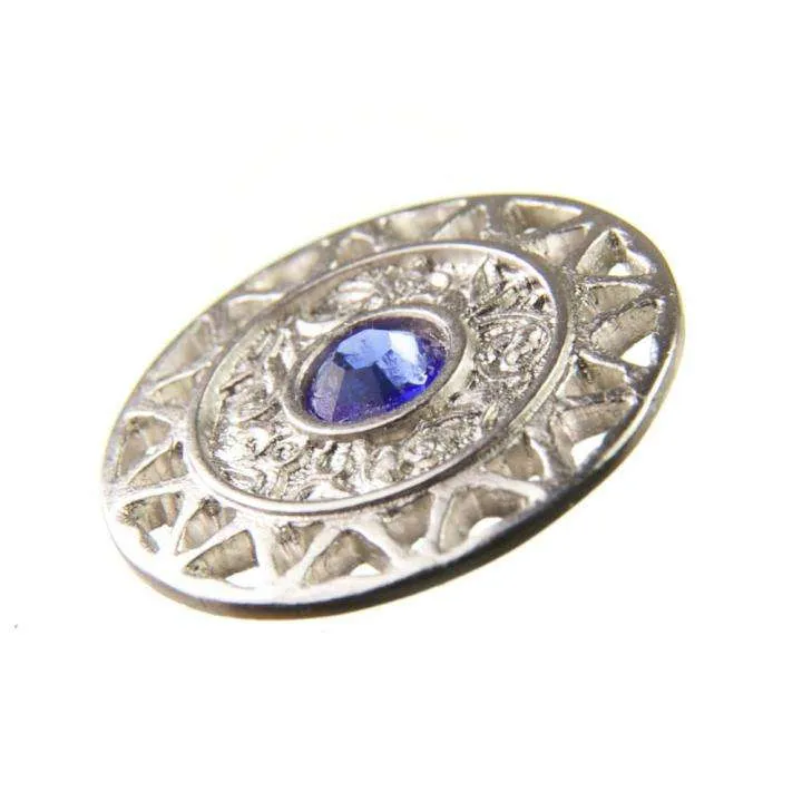 Trachten Metallknopf Silber mit Swarovski® Kristallen veredelt – ST-12-S Sapphire