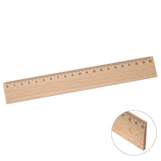 Beiges Holzlineal, 20 cm, Präzise & Umweltfreundlich, Ideal für Büro und Schule