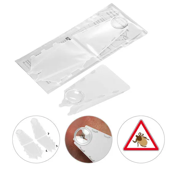 Zeckenpinzette mit Vergrößerungsglas und Anleitung, Weißer Zeckenheber