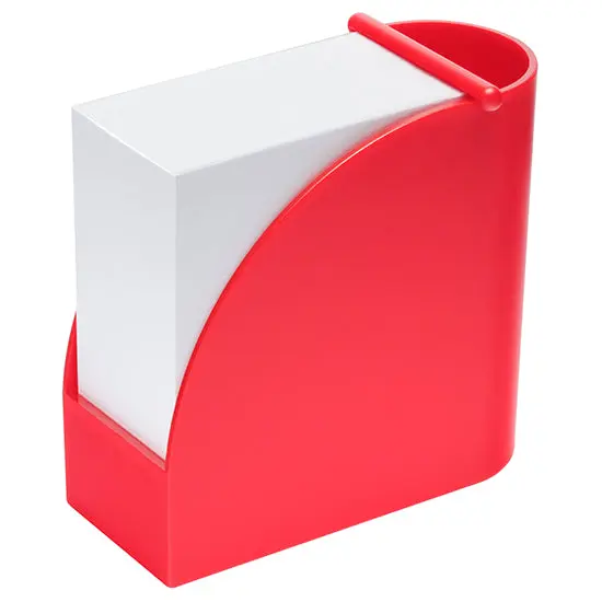 Designer Zettelbox mit Köcher in Rot, inkl. Weißem Papier – Stilvolles Bürozubehör