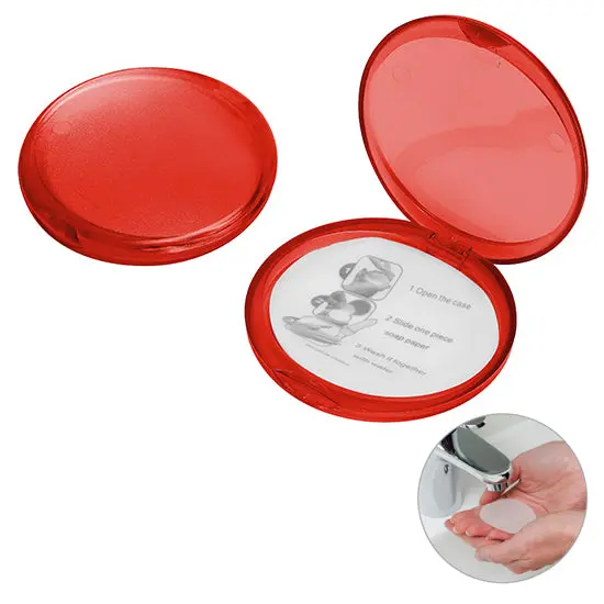Seifendose mit 15 Seifenblättchen in Gefrostet Rot – Praktisch & Hygienisch