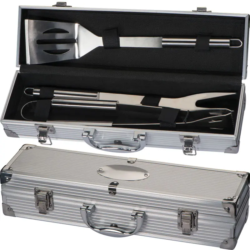Grillkoffer Oval Plate - silbergrau, praktisch und elegant für professionelles Grillen
