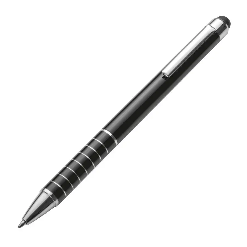 Hochwertiger Metall Kugelschreiber mit Touch-Pen - Schwarz Luebo - Edler Schreibstift für Profis