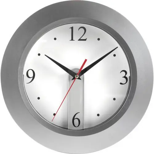 Ali Kunststoff Wanduhr - Modernes Silber, Leichtgewicht, 25 cm Durchmesser