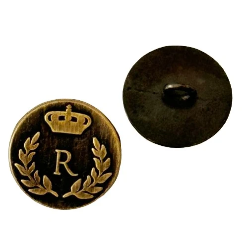 Metallknopf Wappenmotiv Kronenmotiv gebürstet Messing – Uniformknopf MK-161