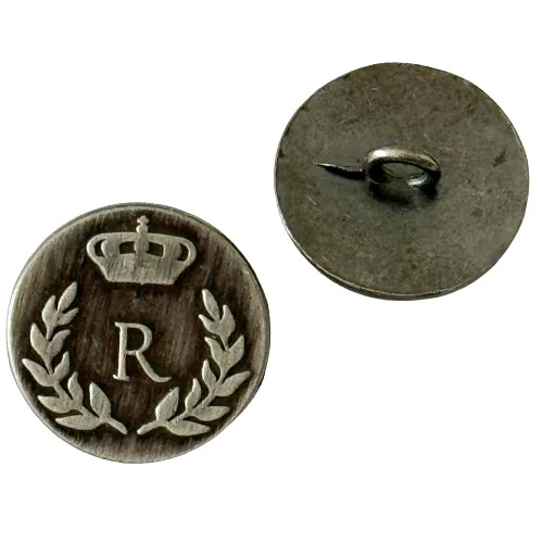 Metallknopf Wappenmotiv Kronenmotiv gebürstet Grau – Uniformknopf MK-161