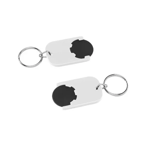 Schlüsselanhänger Schwarz-Weiß mit 1€ Einkaufswagenchip – Stilvoll & Praktisch