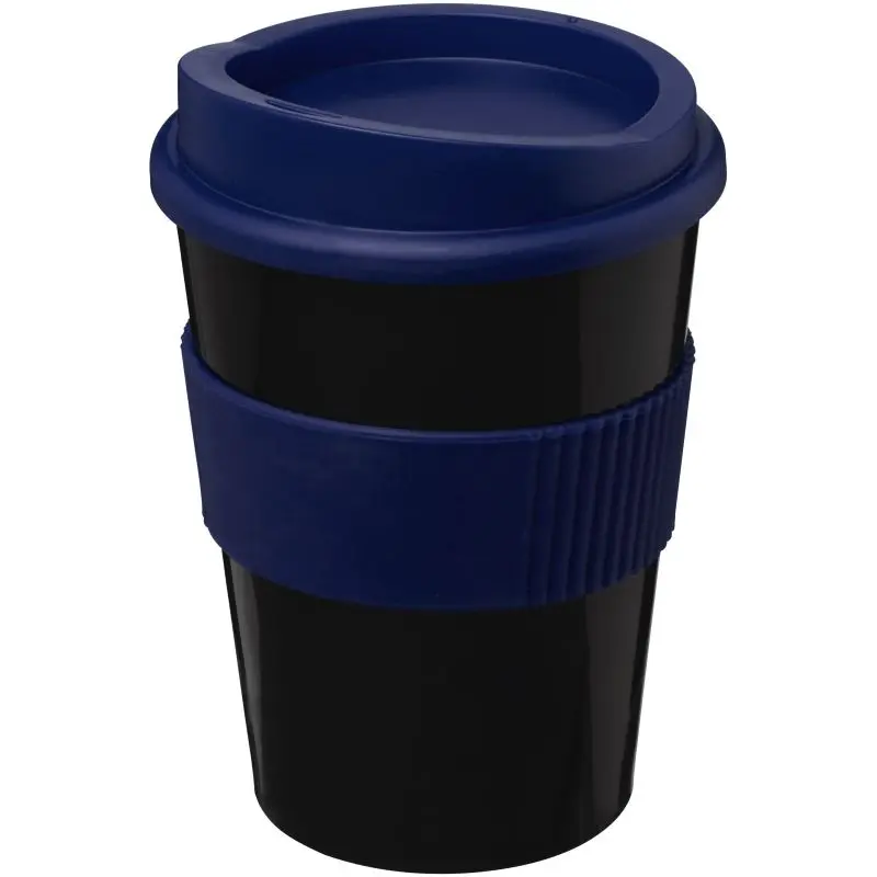 Americano Medio 300 ml Becher mit Schutzring – Schwarz und Blau, sicherer Grip