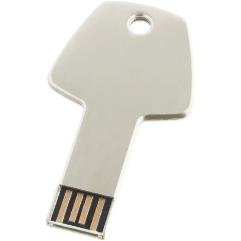 Key-Shaped USB Flash Drive - Silver - 1 GB Compact USB Memory Stick - Metallic Silver - 1 GB