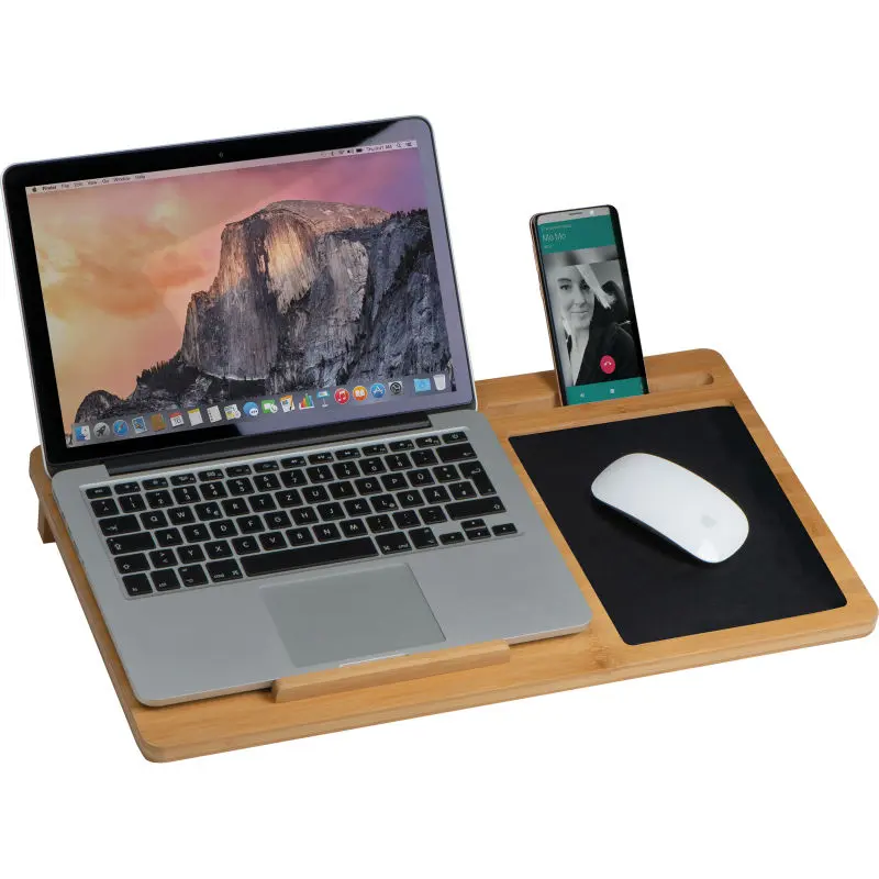 Multifunktionale Laptopunterlage mit Mousepad & Handyhalter - Beige