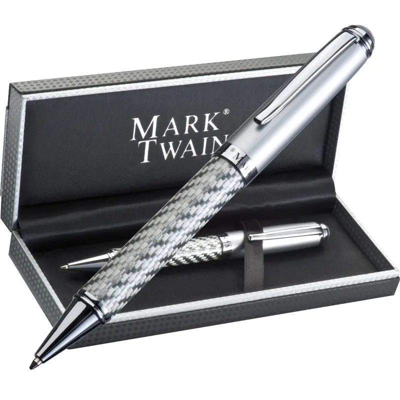 Mark Twain Metall Kugelschreiber - Silbergrau, Elegantes Schreibgerät, Robust & Stilvoll
