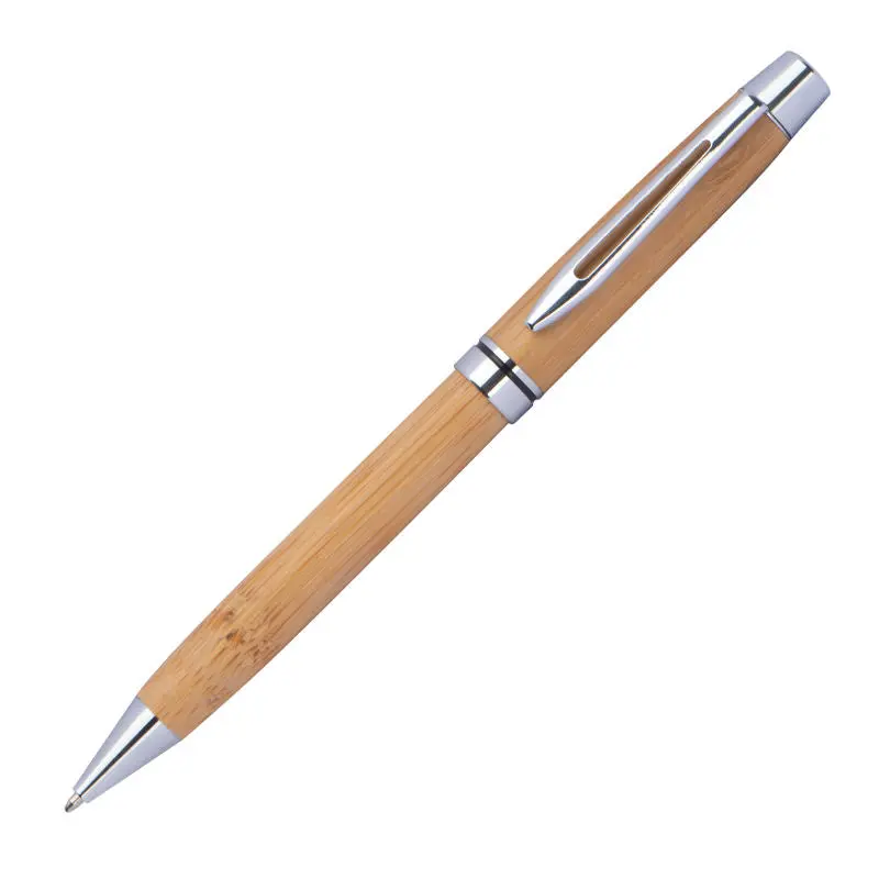 Beige Holzkugelschreiber mit Metallapplikationen, Elegant & Funktional