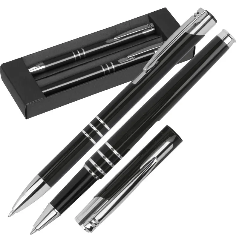 Schwarz Kugelschreiber- und Rollerball-Set - Elegantes Schreibduo