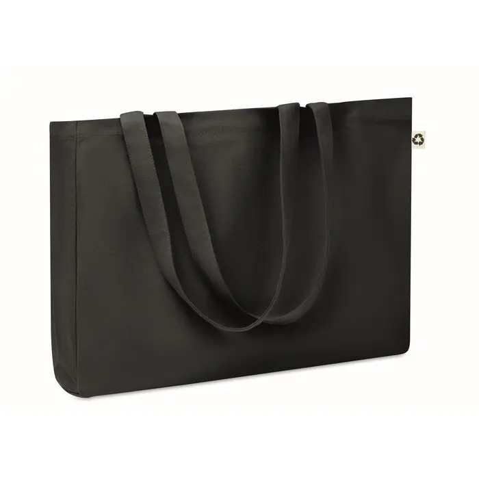 Entdecken Sie die recycelte Canvas-Tasche RESPECT COLOURED – schwarz, nachhaltig und stilvoll