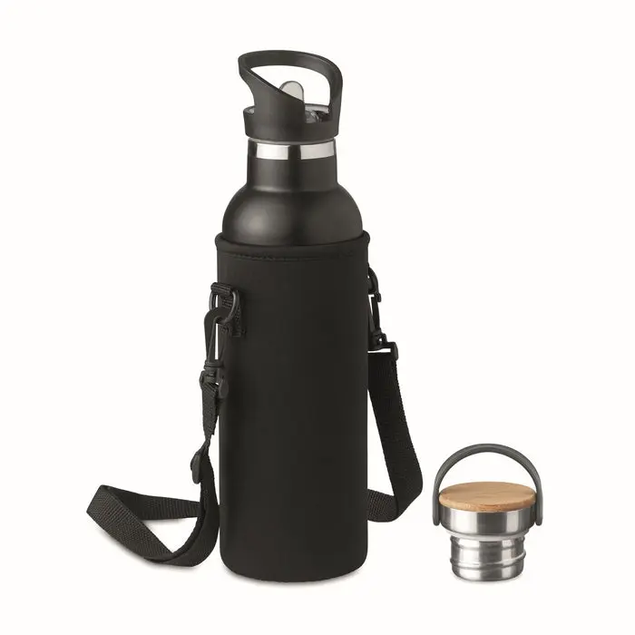 Isolierflasche 700 ml TIKSI – Schwarze Thermoflasche für den aktiven Alltag