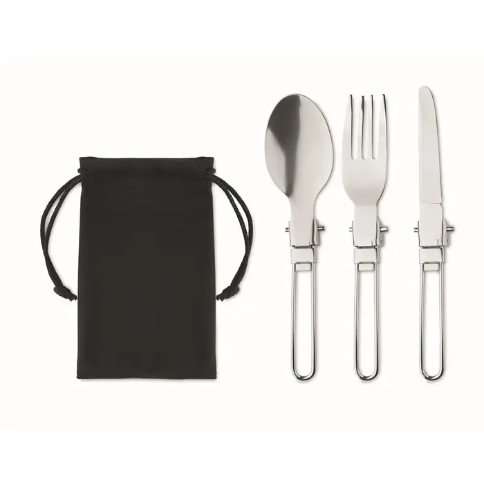 Camping-Besteck 3-teilig STAPI SET - robust, tragbar, schwarz