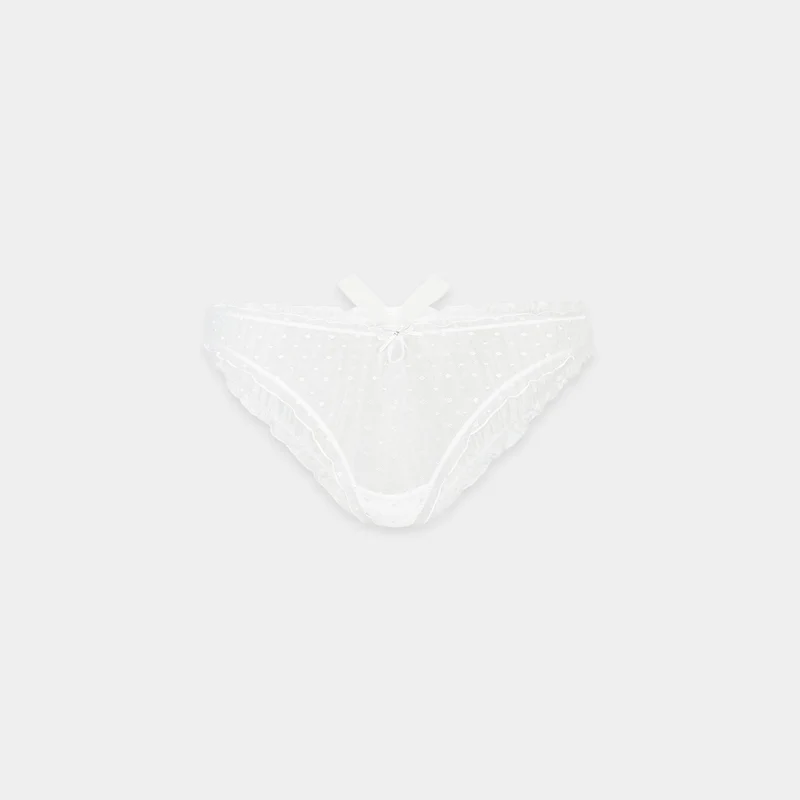 Polka Dot Brazilian Slip - Weiss