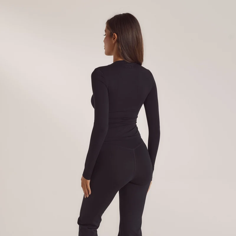 Baumwoll-Langarmshirt - Schwarz