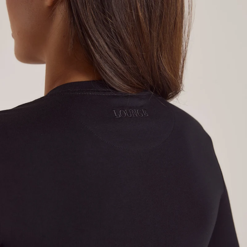 Baumwoll-Langarmshirt - Schwarz