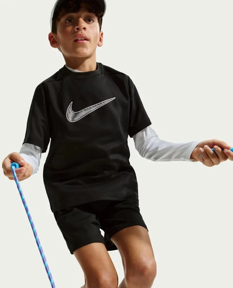 Nike Kinder DF Multi Short Sleeve Top HBR in Schwarz