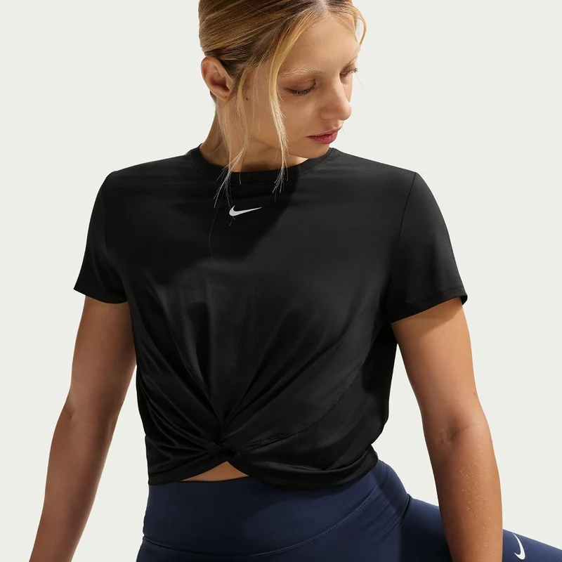 Nike Damen One Classic Twst Short Sleeve in Schwarz/Weiß