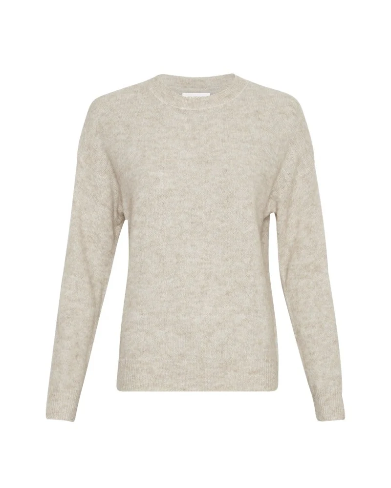 Moss Copenhagen Rundkragen Langarmshirt creme