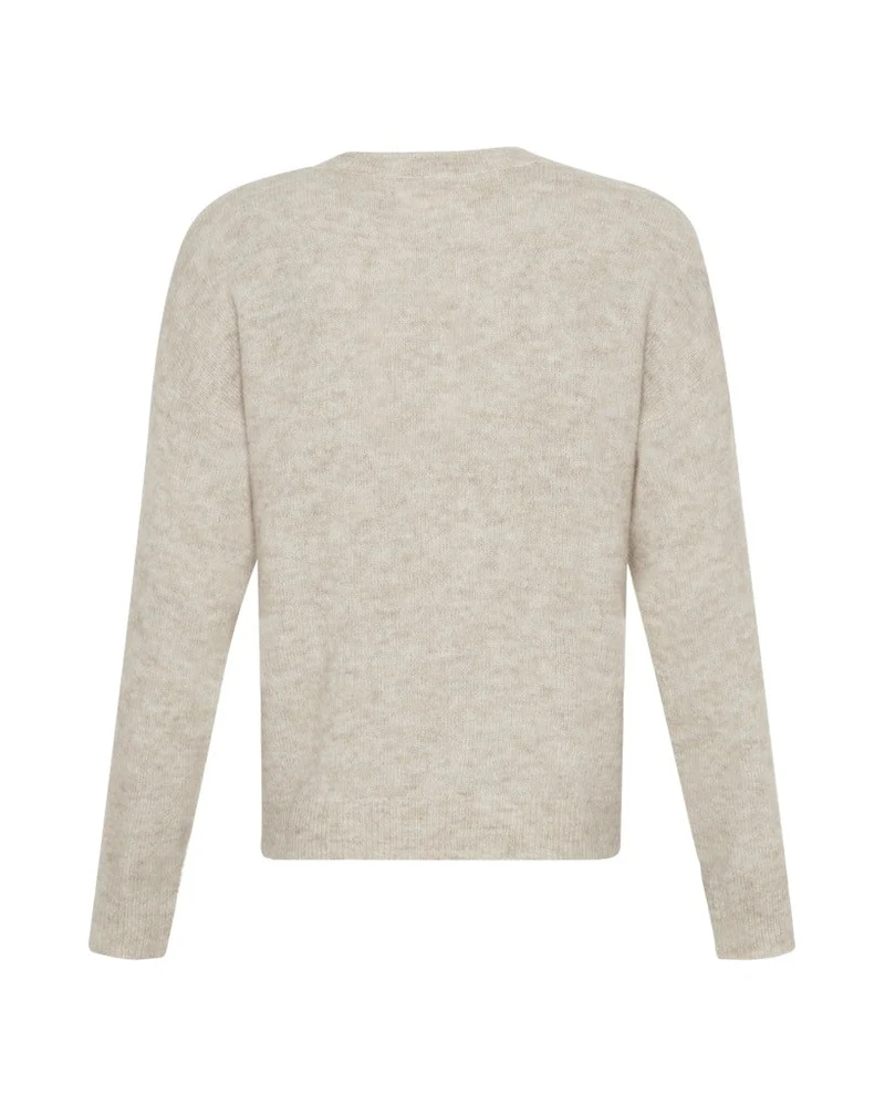 Moss Copenhagen Rundkragen Langarmshirt creme