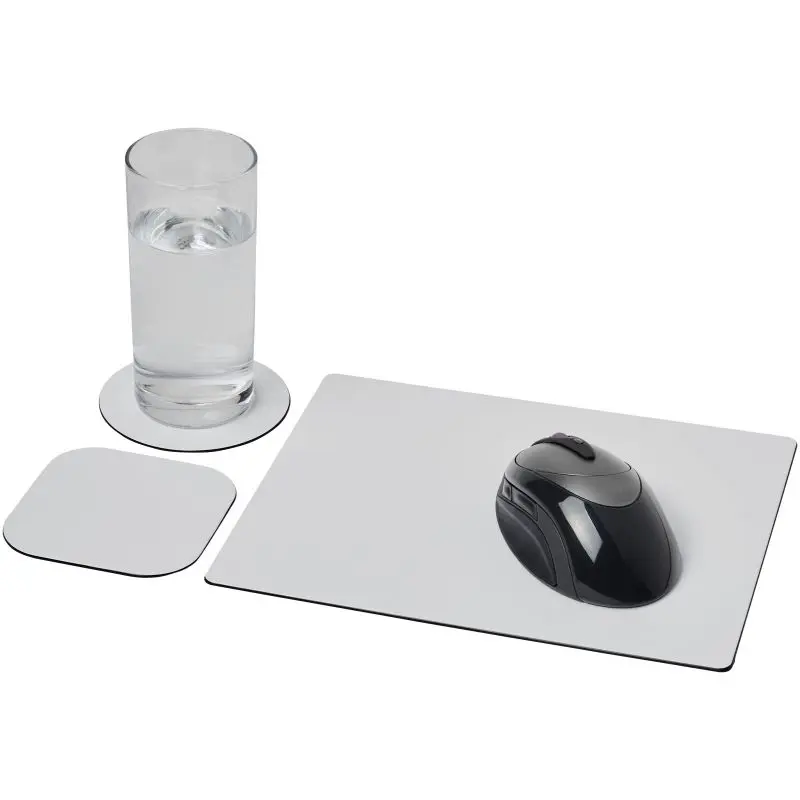 Brite-Mat Set aus Mauspad und Untersetzer, schwarz - rutschfest und robust