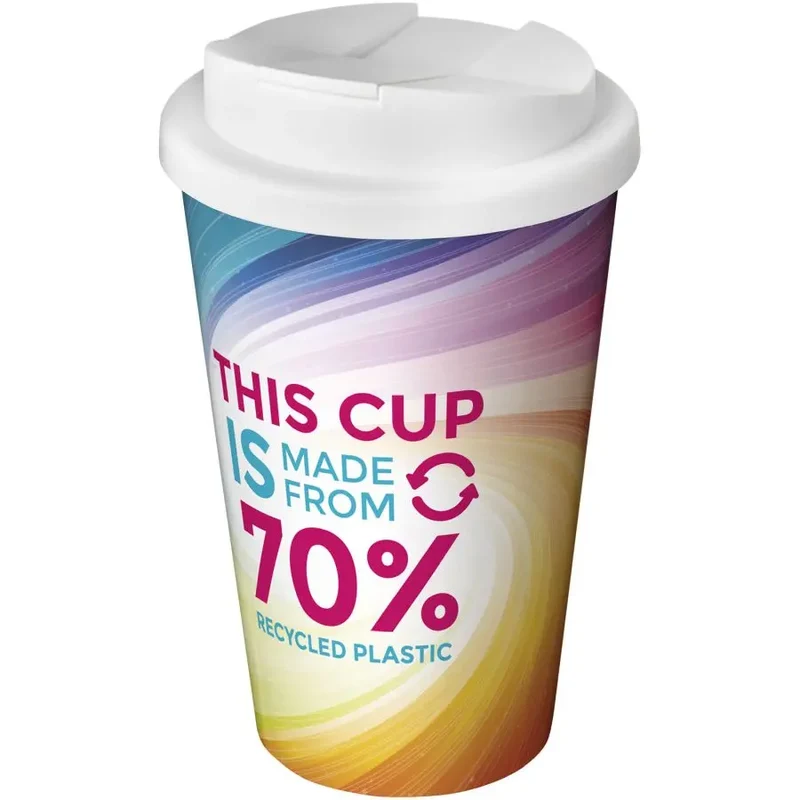 Brite-Americano Eco 350 ml Isolierbecher mit sicherem Deckel in Weiß – Auslaufsicher