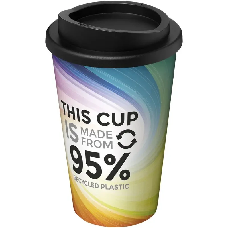 Brite-Americano Recycled 350 ml Isolierbecher in Weiß-Schwarz – Umweltschonend & Stilvoll