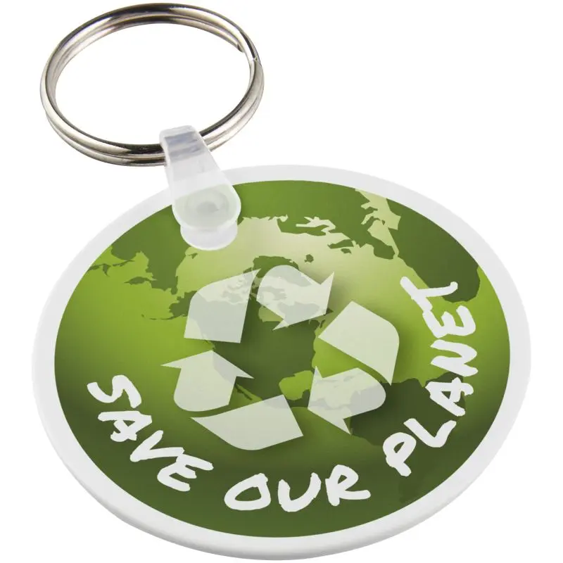 Tait Runder Schlüsselanhänger aus Recycling-Material - Weiß