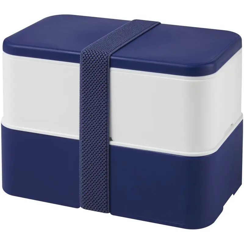 MIYO Double-Lunchbox - Blue and White, Dual Compartments, Durable, Stylish Meal Container