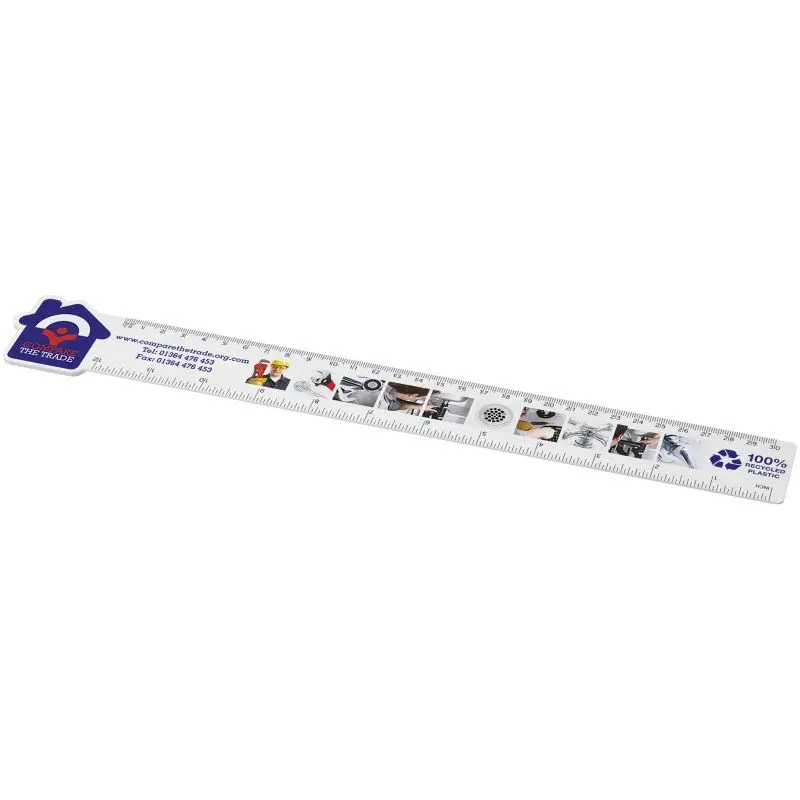 Tait 30 cm Hausförmiges Lineal aus Recycling-Kunststoff – Weiß, Ökologisch & Praktisch