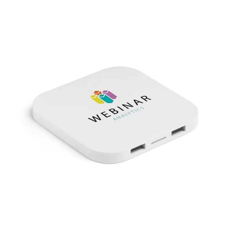 CAROLINE Kabelloses Ladegerät aus ABS mit 2.0 USB-Hub - Weiß